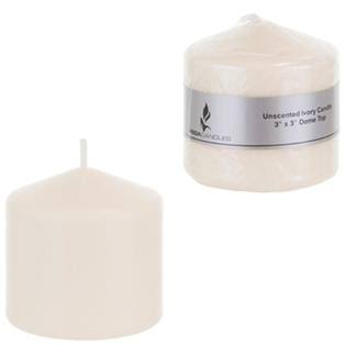 3 x 3 Domed Top Unscented Pillar Candle in Shrink Wrap Ivory Case Pack 48 F437318