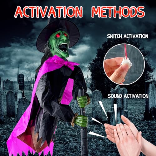 10.5FT Animated Flying Witch Halloween Decoration T425