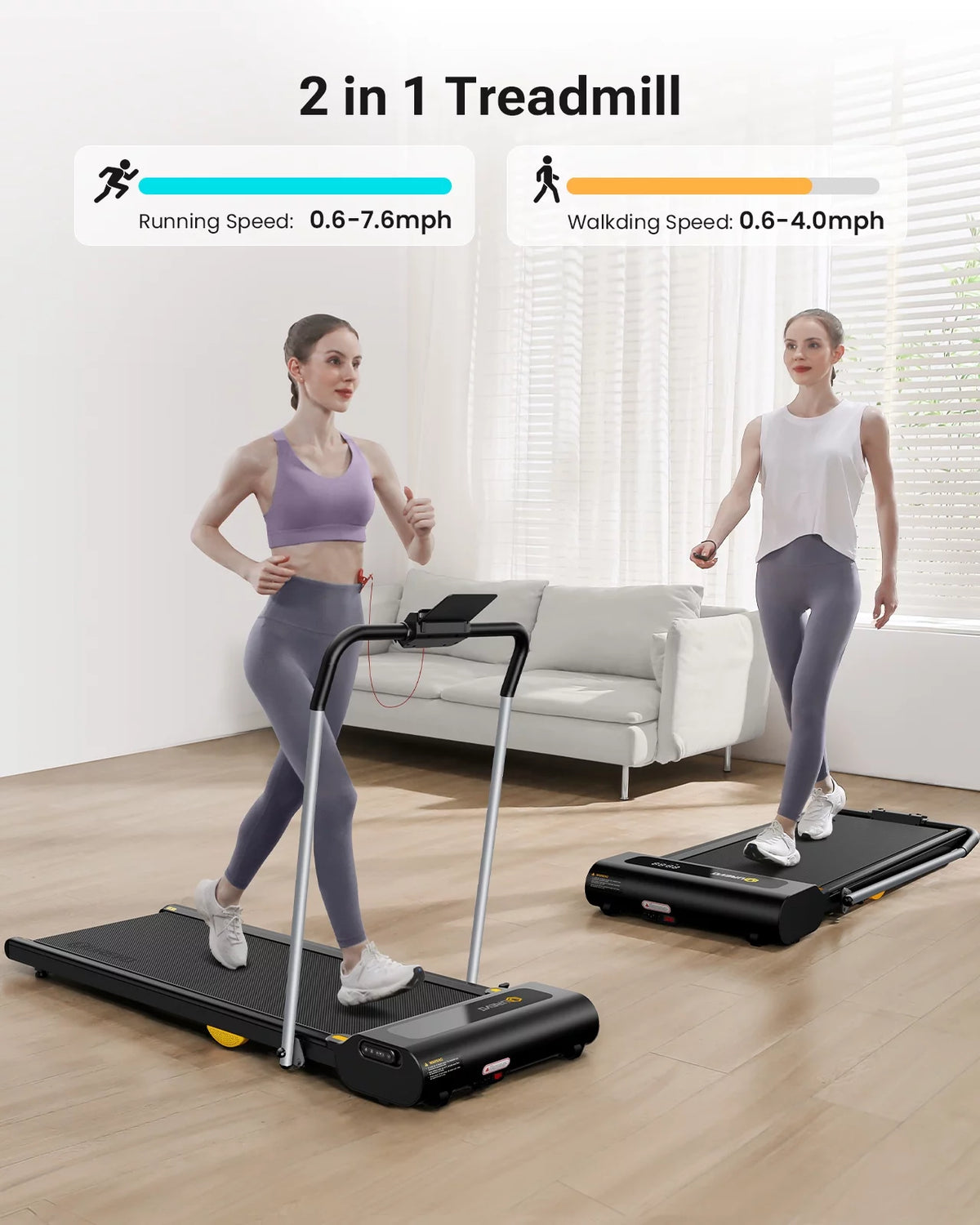 2 in 1 Under Desks Treadmill with Smart Rotary Console B925903