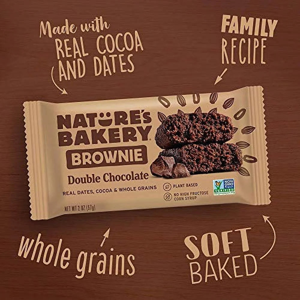 Whole Wheat Fig Bars, Double Chocolate Brownie, Vegan, Non-GMO, Snack bar, 12 twin packs C317