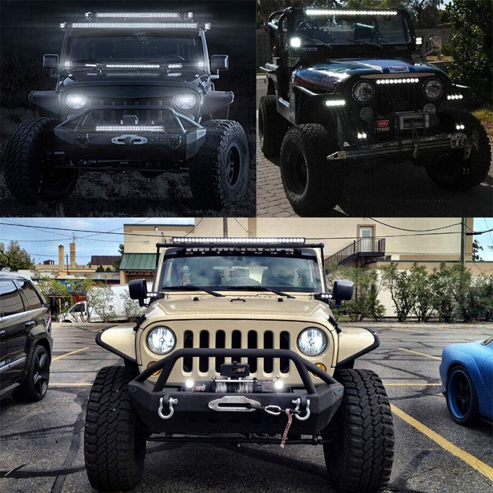 20 inch 420W LED Light Bar Spot Flood Combo Triple Row Driving Light Off Road Lights LED Pods Cubes with Wiring Harness Kit for 4X4 4WD Car ATV UTV SUV Truck Tractor Trailer 12V 24V DC L53275