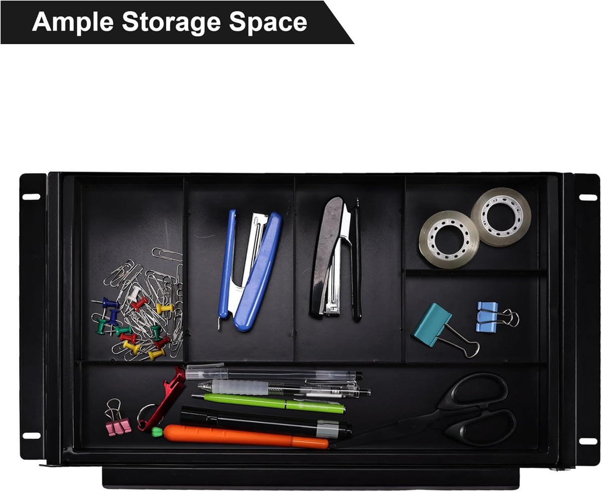 18.8 inch Under Desk Pull-Out Drawer with Lock Sliding Metal Pencil Drawer S46242