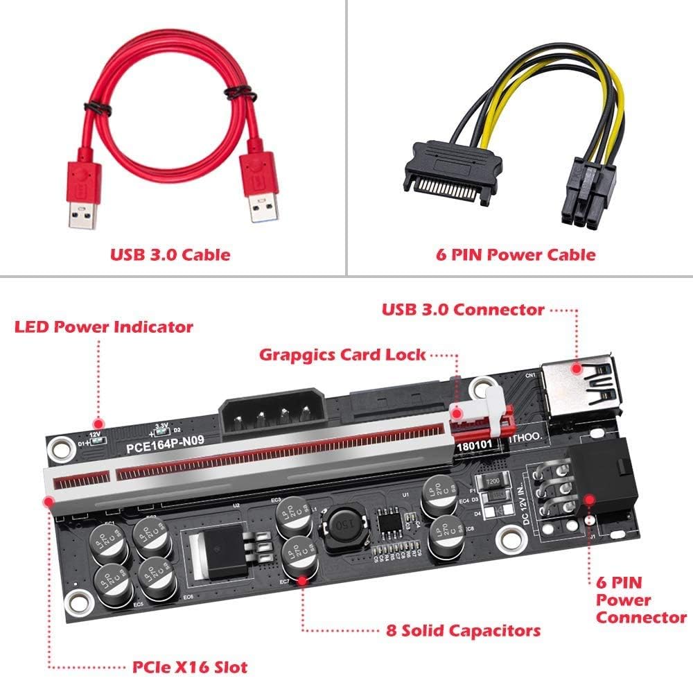 1X to 16X PCIE Riser Adapter Card 6-Pack F558276