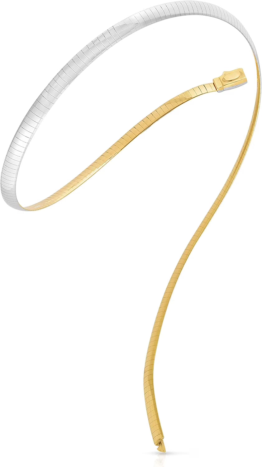 14k Yellow Gold and 925 Sterling Silver Reversible Omega Chain Necklace H239987
