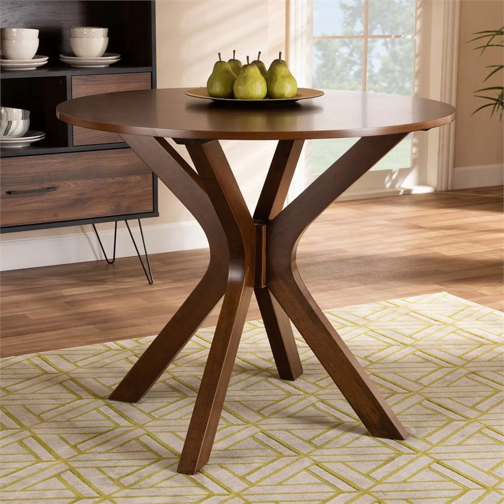 Mahogany Walnut Brown Round Wood Dining Table S226436