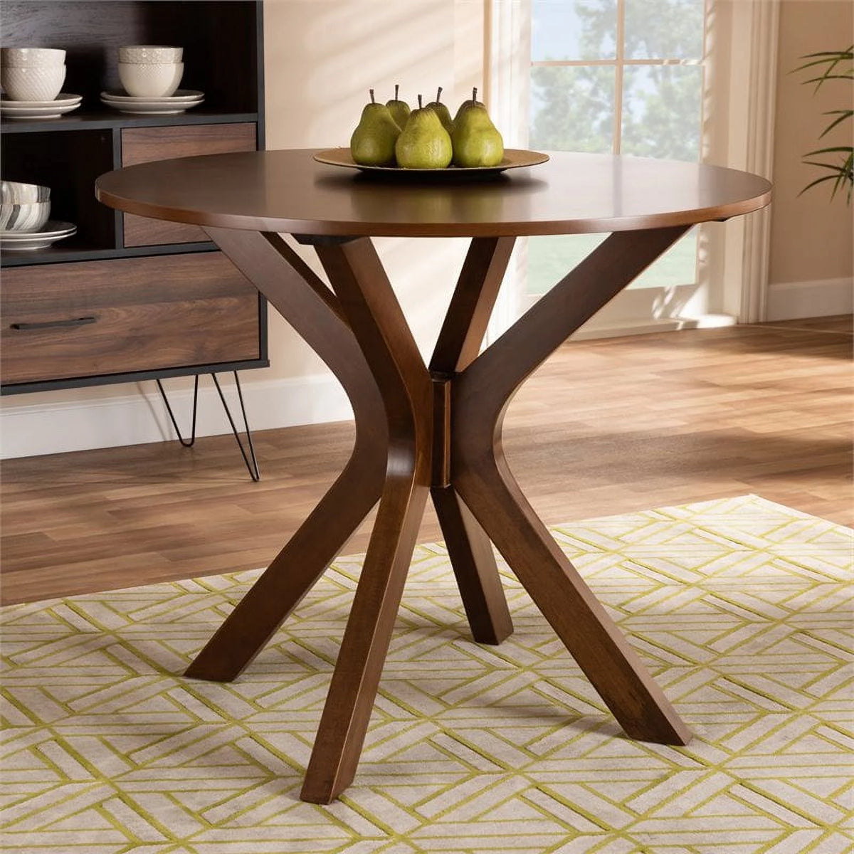 Mahogany Walnut Brown Round Wood Dining Table S226436