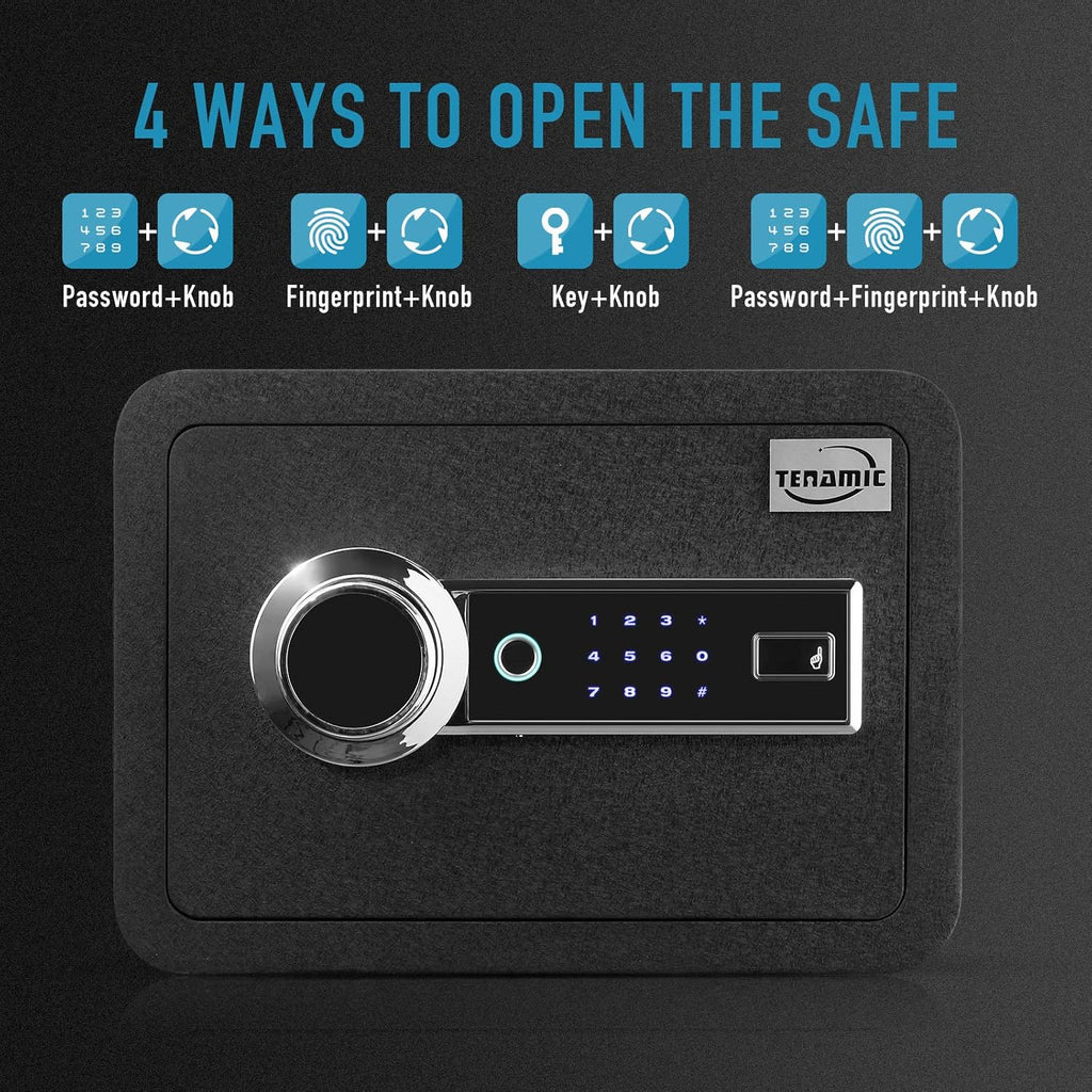 Black Solid Alloy Steel Biometric Fingerprint Safe Box U8093