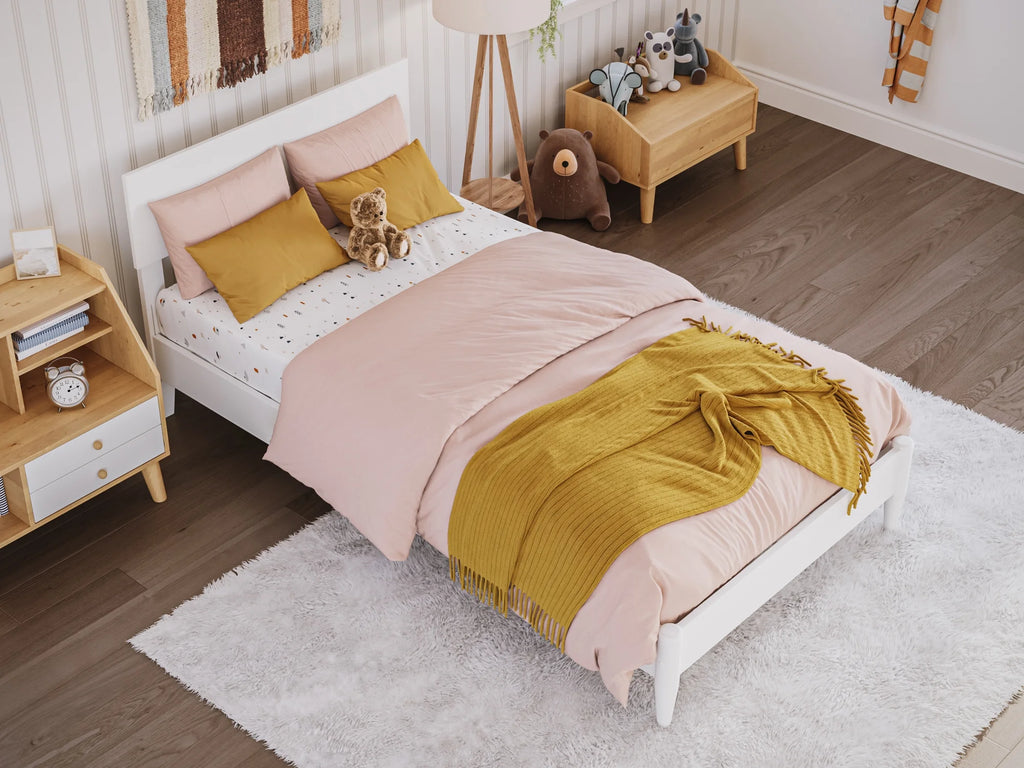 White Twin Solid Wood Platform Bed M577