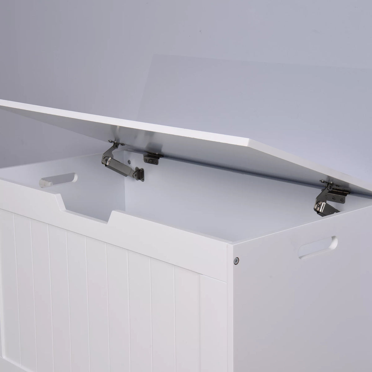 White Lift Top Storage Bench with Safety Hinge R1192