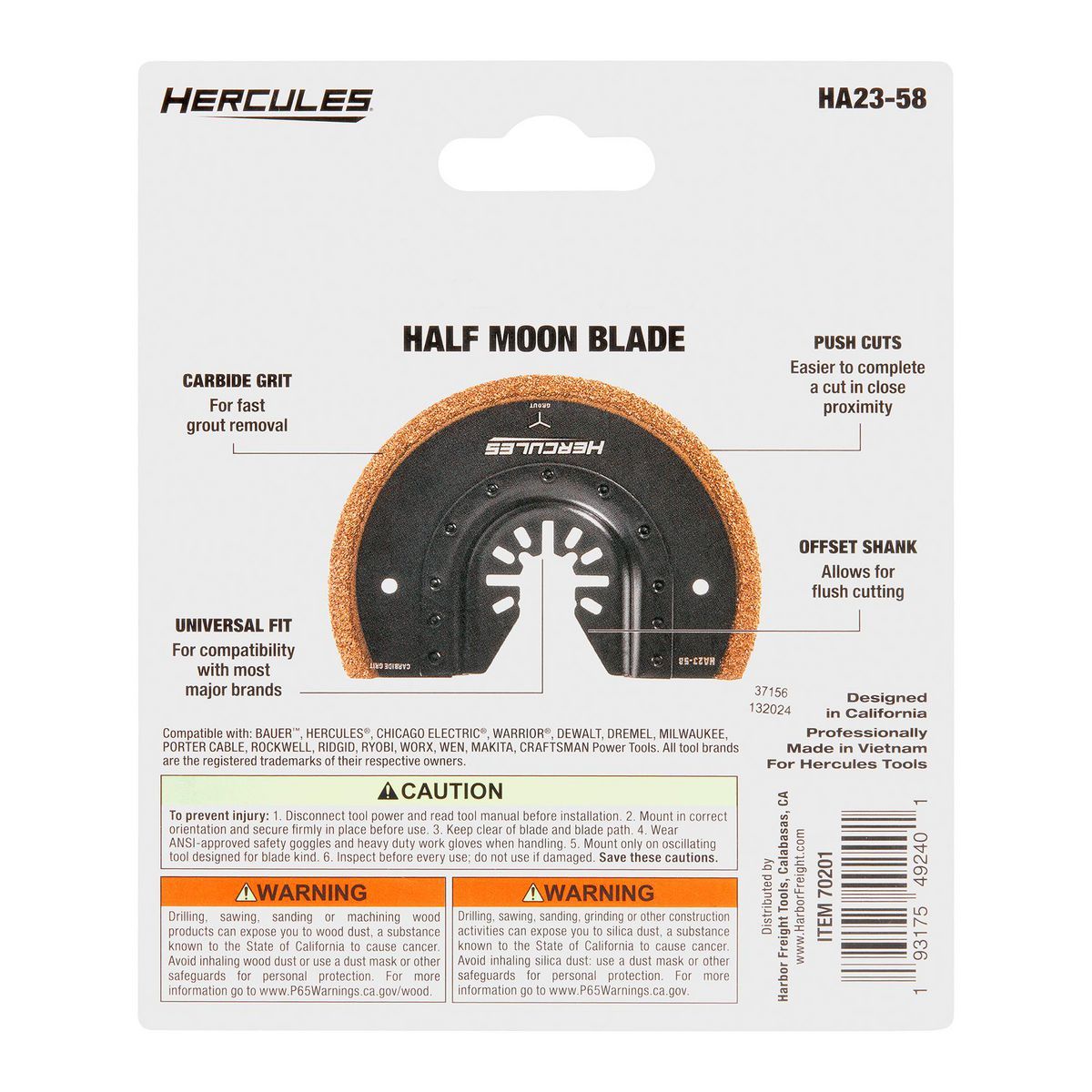 3-5/8 in. Carbide Grit Half-Moon Oscillating Multi-Tool Blade T659191