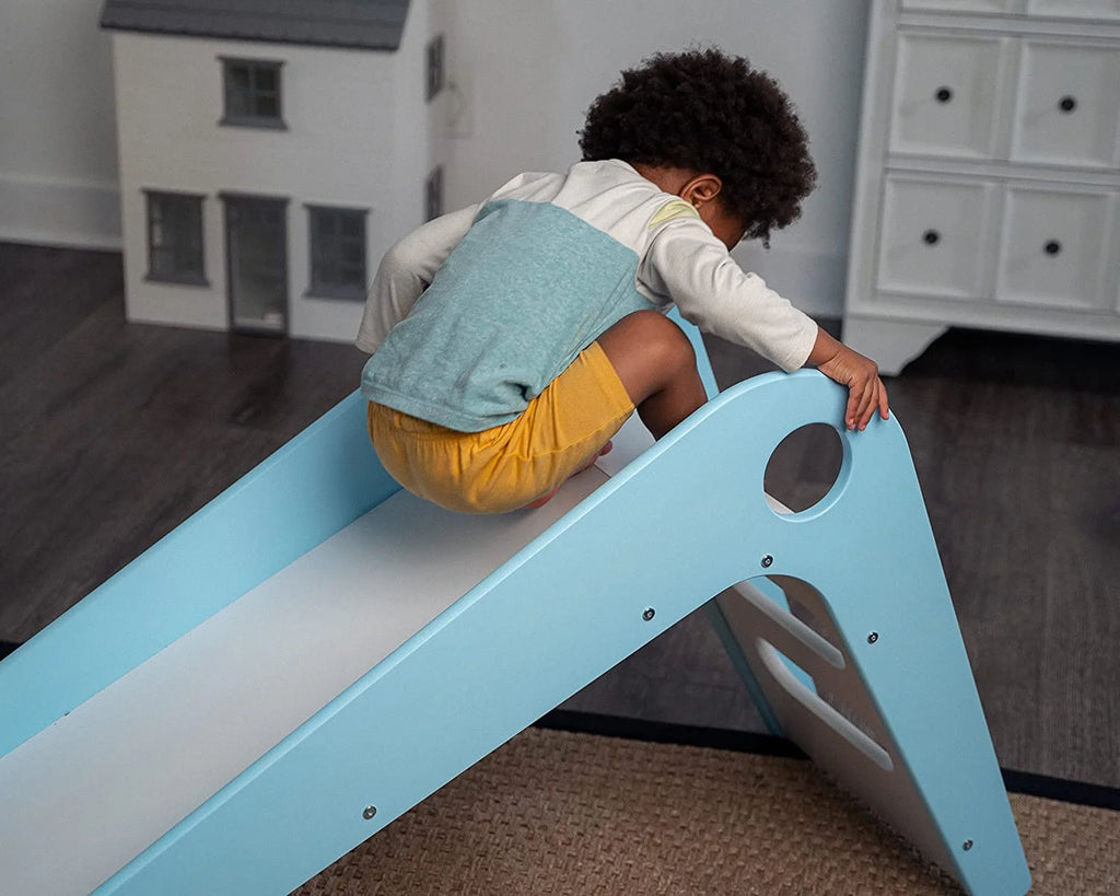 Wooden Indoor Slide for Kids Ages 18mo - 4 Years (Blue) E662281
