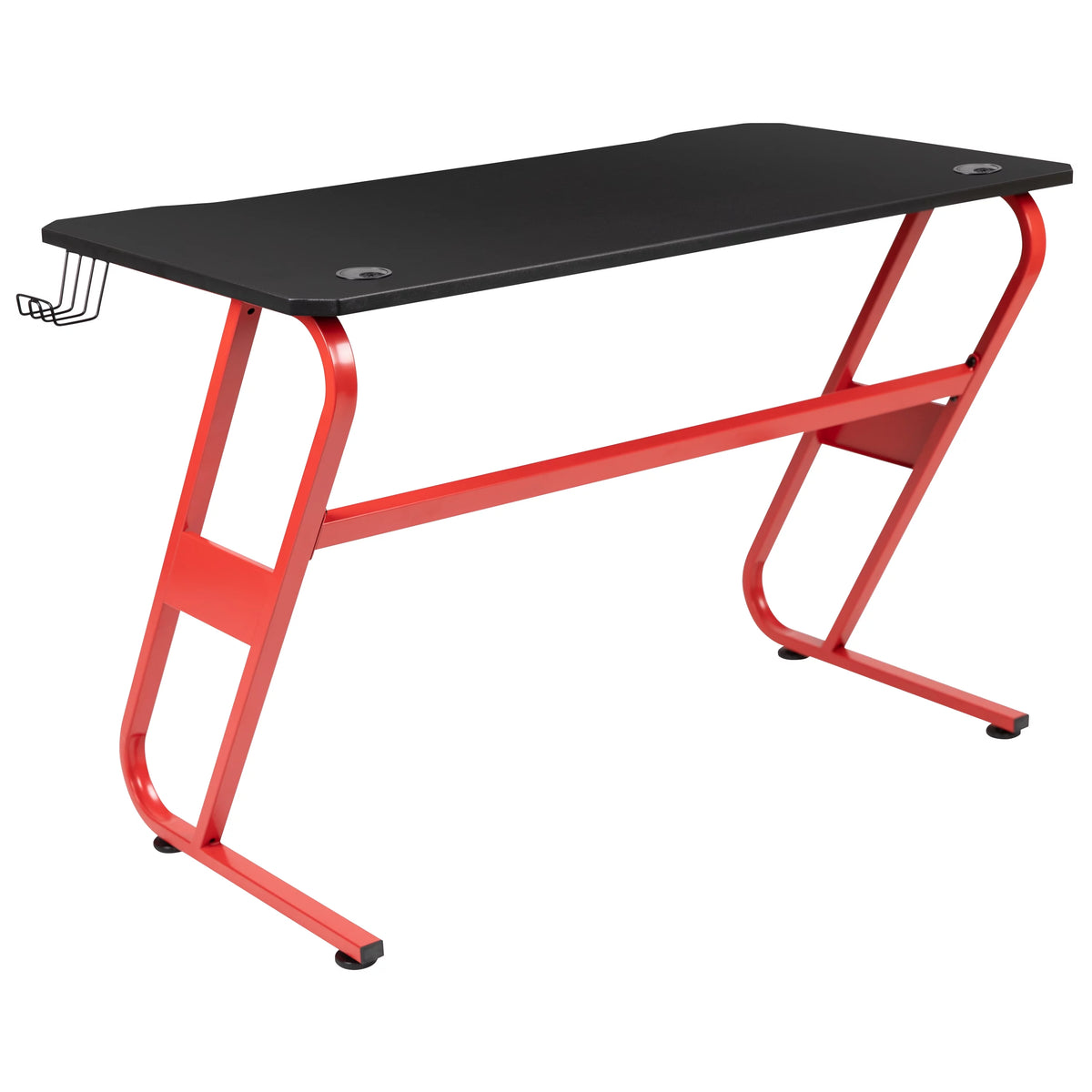 Red Ergonomic Gaming Desk with Cup Holder V696