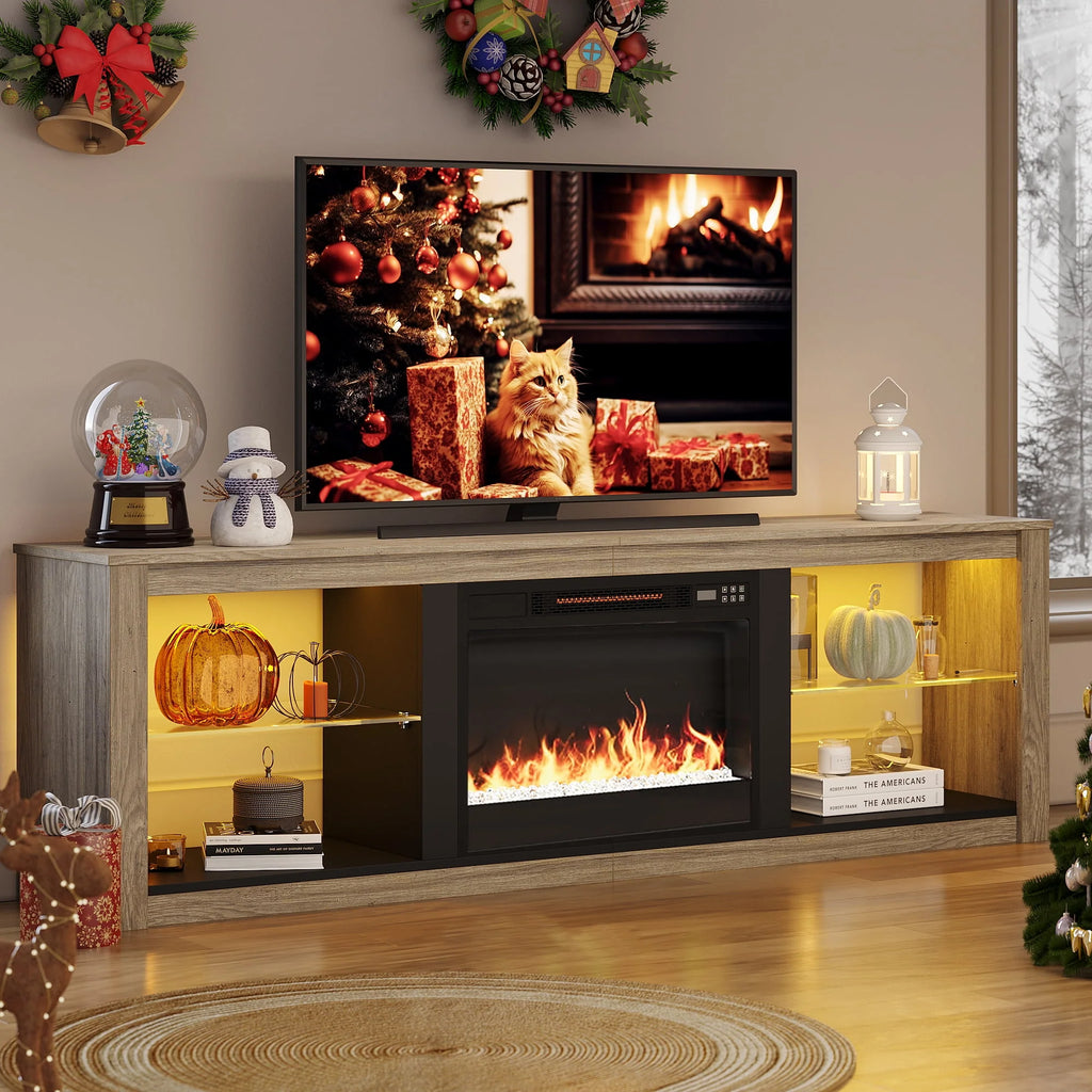 Black Electric Fireplace TV Stand C63376