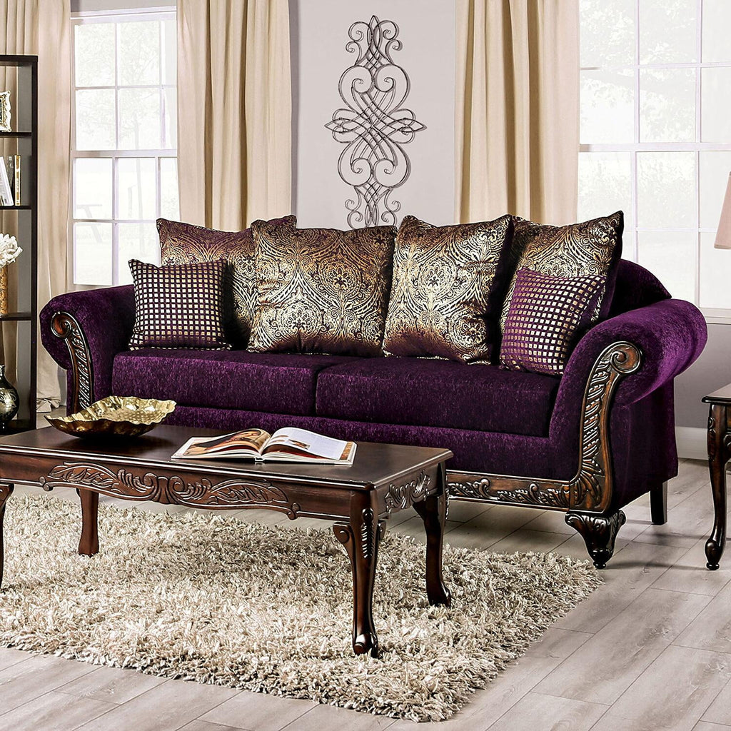 Purple Chenille Sofa and Loveseat A376