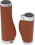Brown Non-Slip PVC Microfiber Leather Ergonomic Double Lock-on Bike Handle Grips Y1642