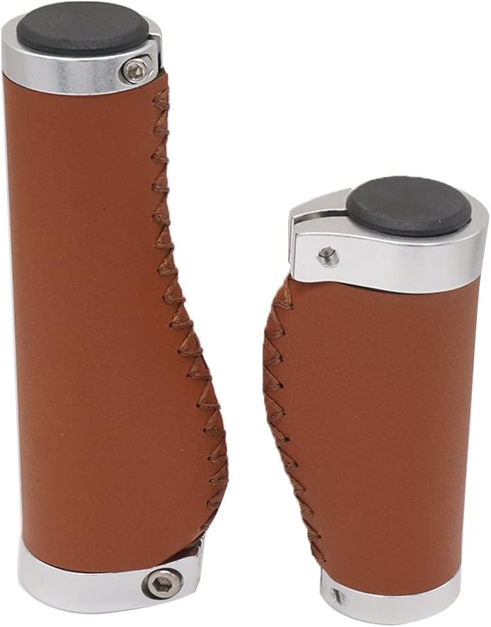 Brown Non-Slip PVC Microfiber Leather Ergonomic Double Lock-on Bike Handle Grips Y1642