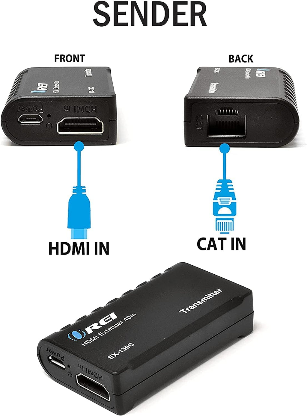HDMI Extender Over CAT6/CAT7 RJ45 Upto 130 Feet 1080P Transmitter & Receiver Pack of 2 E28370