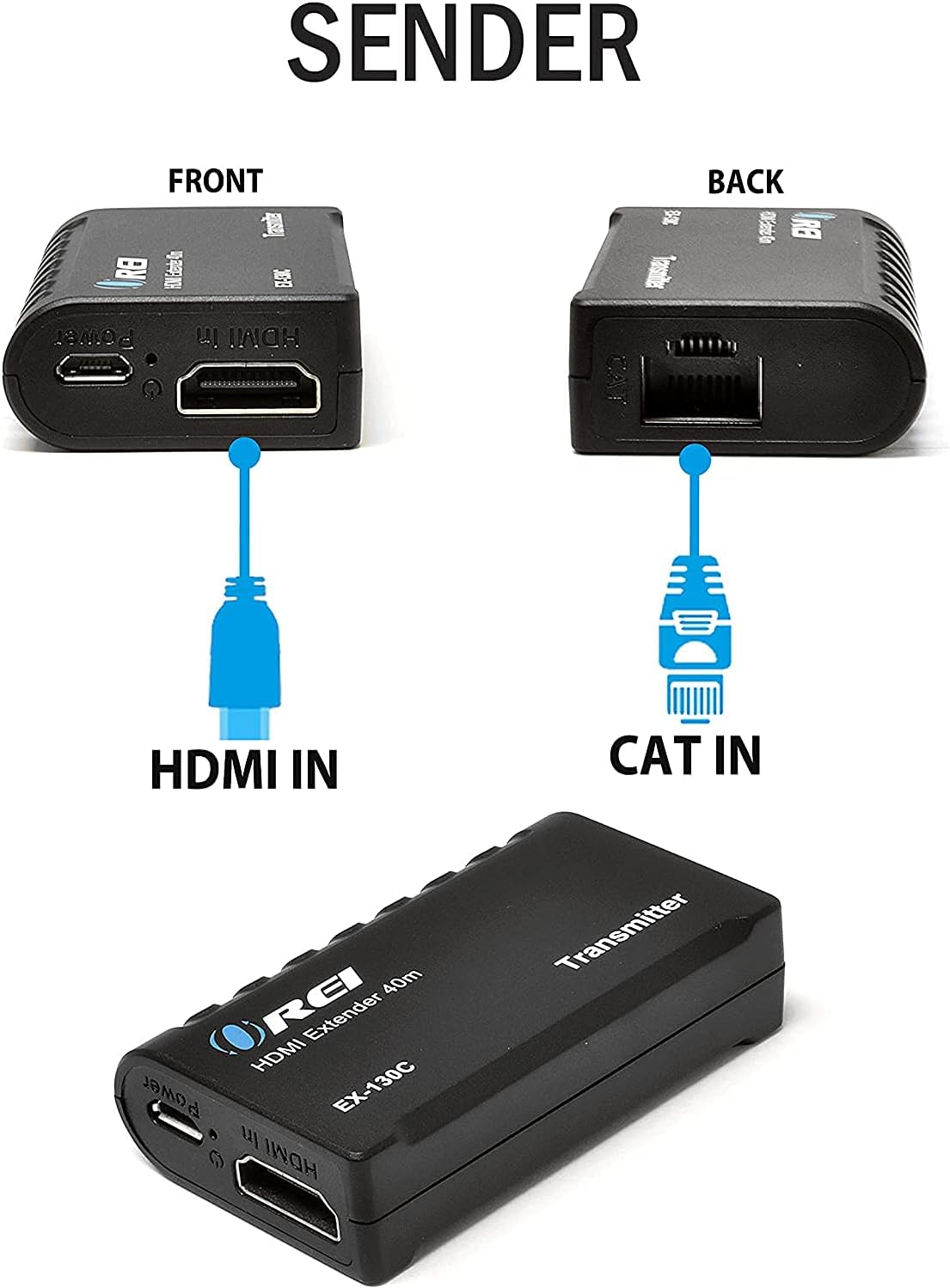 HDMI Extender Over CAT6/CAT7 RJ45 Upto 130 Feet 1080P Transmitter & Receiver Pack of 2 E28370