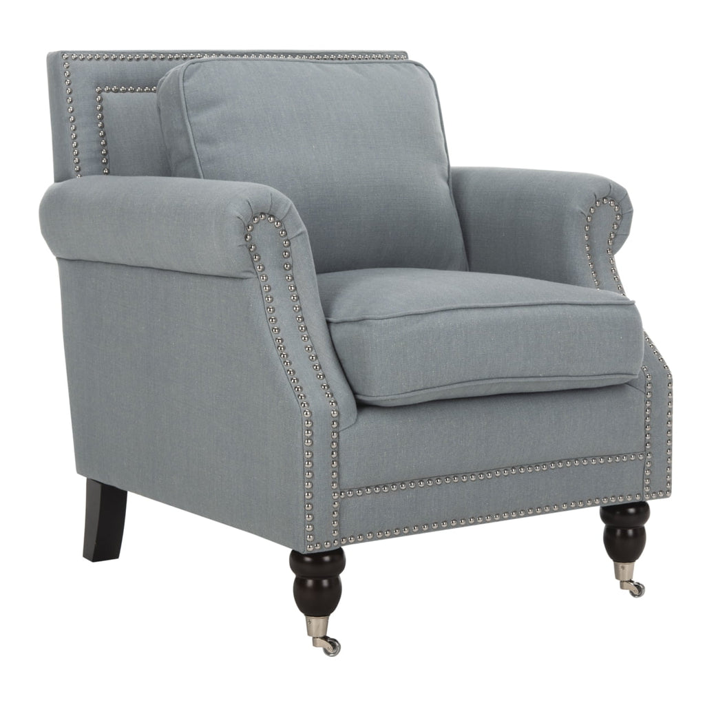 Sky Blue Club Chair with Silver Nail Head X8175