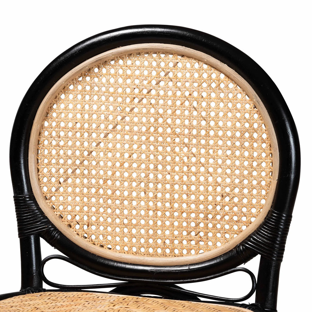 Two-Tone Black and Natural Brown Rattan Counter Stool L2587