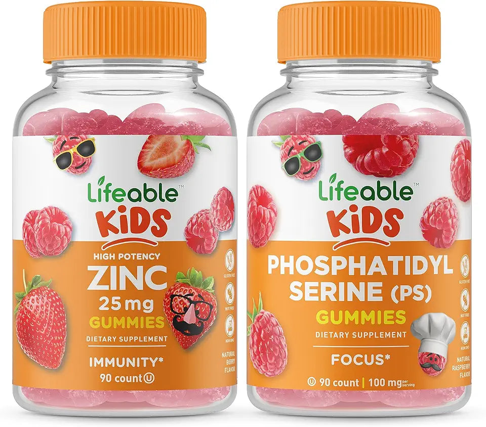 Zinc 25mg Kids Gummies Bundle Gluten Free GMO Free Chewable Gummy Q720583