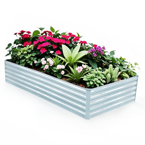 Galvanized Raised Garden Bed 8x4x1.5FT Metal Deep Planter F7398