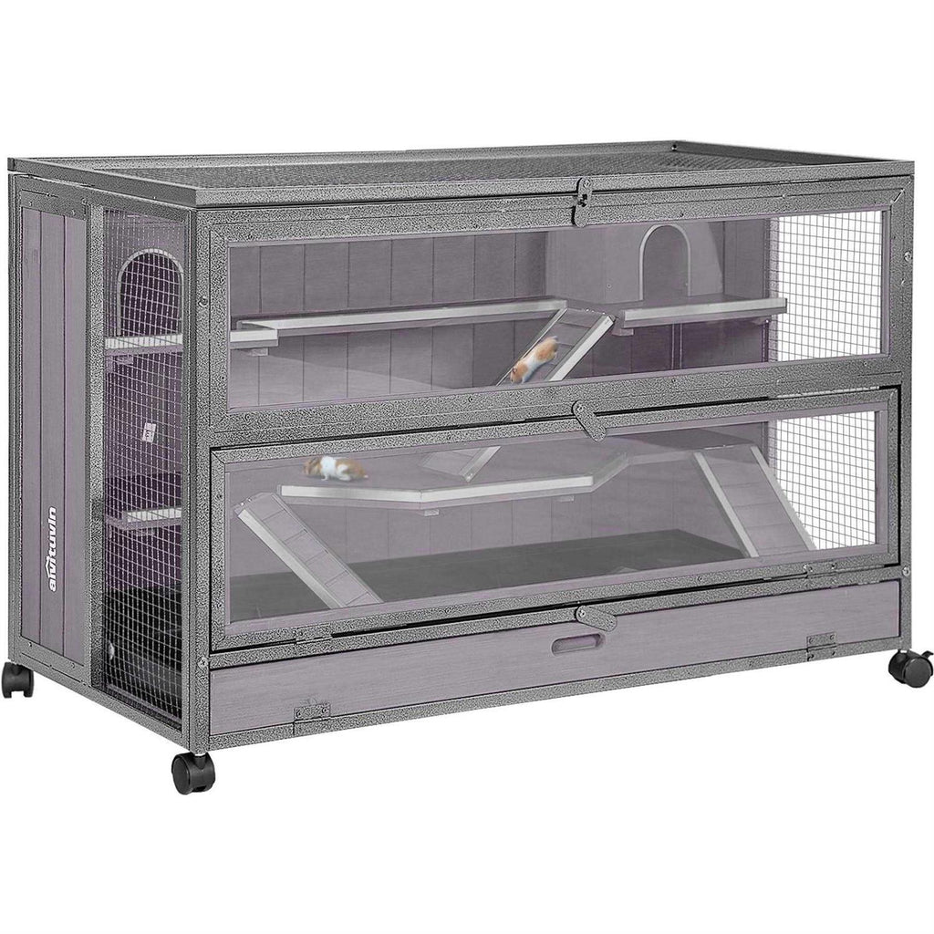 Wooden Hamster Cage Guinea Pig Cage with Iron Frame J30526