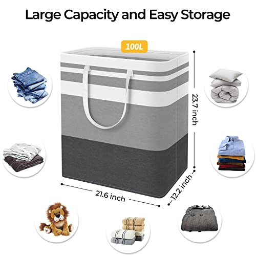 2-Pack 75L Collapsible Waterproof Laundry Hamper with Handles J5135