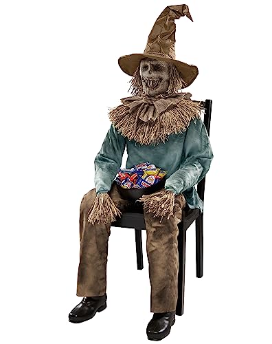 4.5 Ft Scary Sitting Scarecrow Animatronic Z117