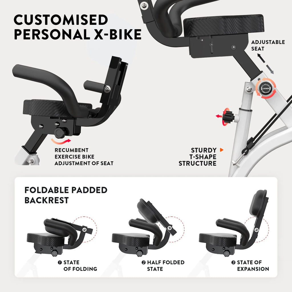 Upright Folding Magnetic Exercise Bike with Arm Resistance Bands V6216