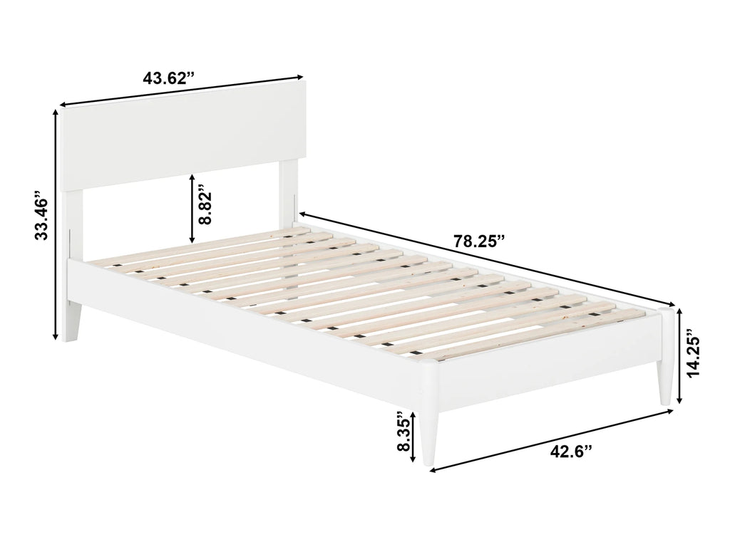 White Twin Solid Wood Platform Bed M577