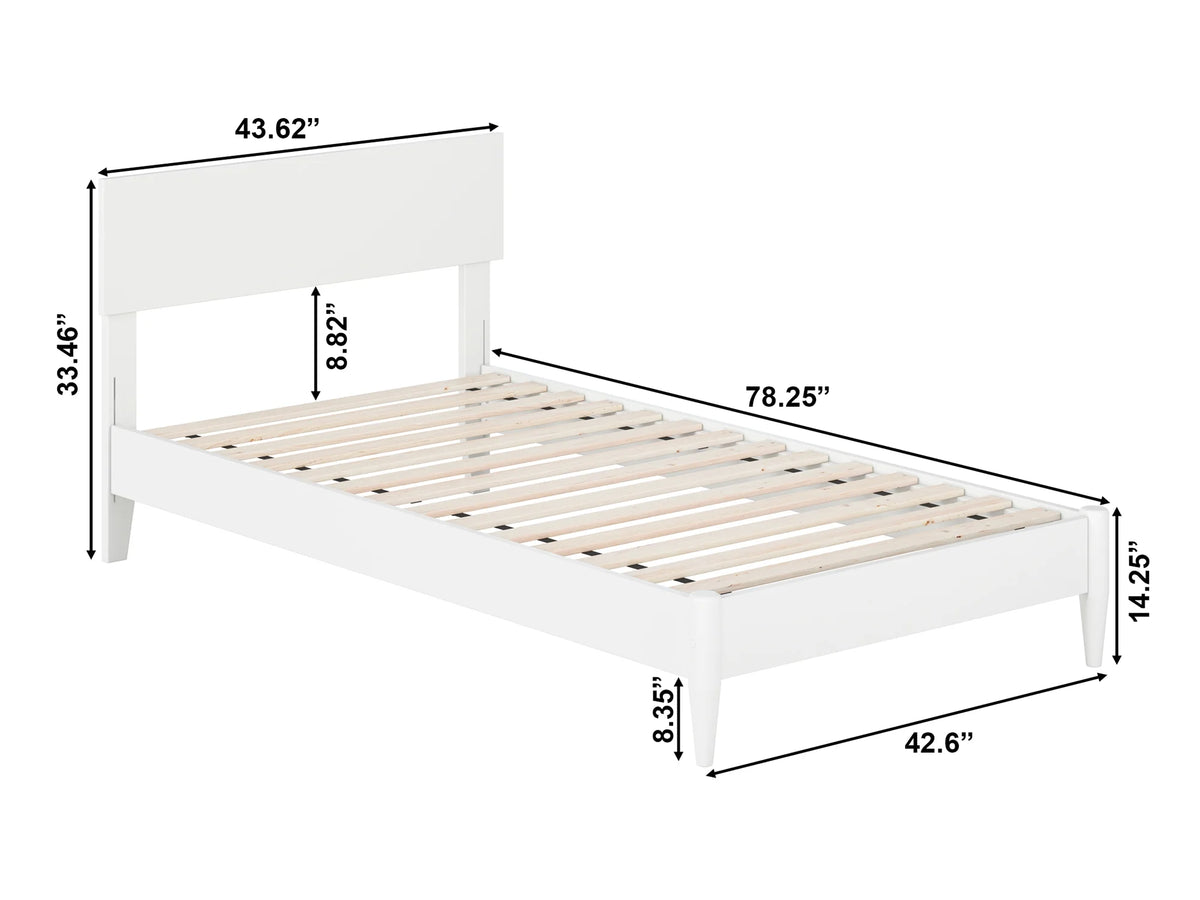 White Twin Solid Wood Platform Bed M577