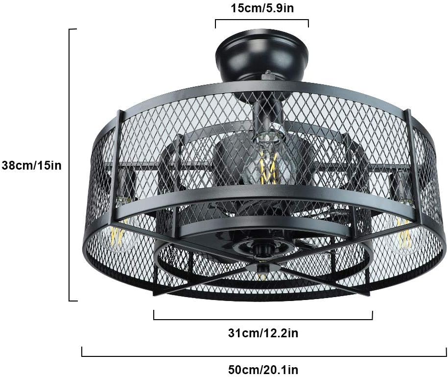 20In Caged Ceiling Fan with Light, Black R439556