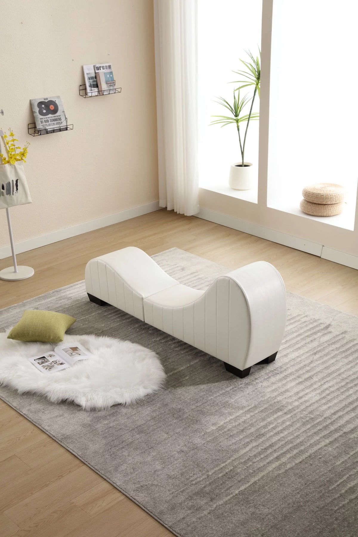 Faux Leather Curved Chaise Lounge B660454