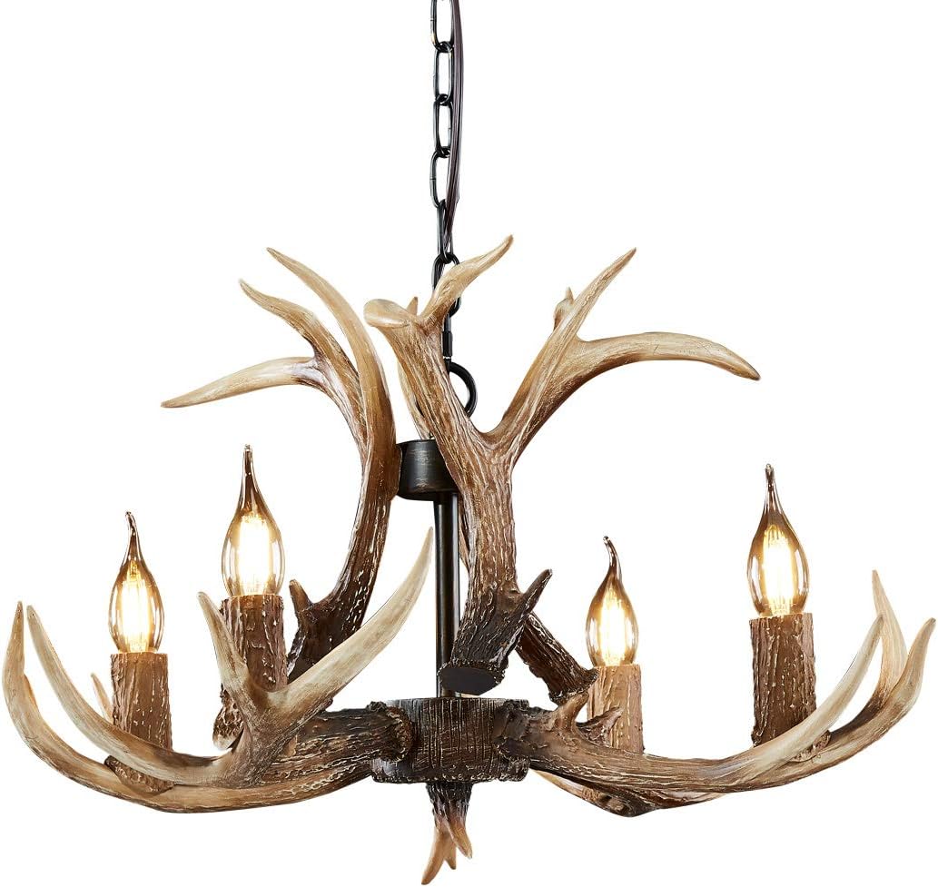 4 Lights Resin Deer Chandelier B51384