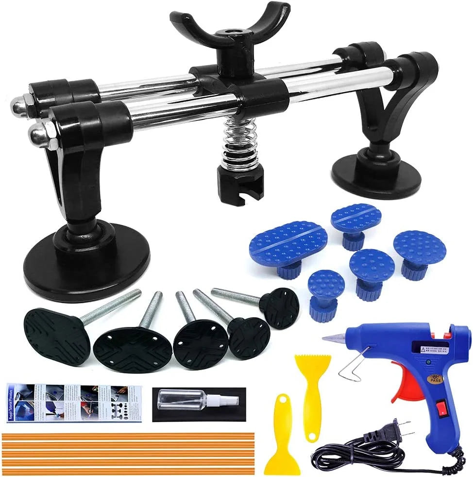 Auto Body Repair Tool Kit with Double Pole Bridge Dent Puller and Glue Set F991791