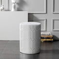 Heavy Duty Ceramic Garden Stool White Glazed Elliptical Pattern Side Table M571