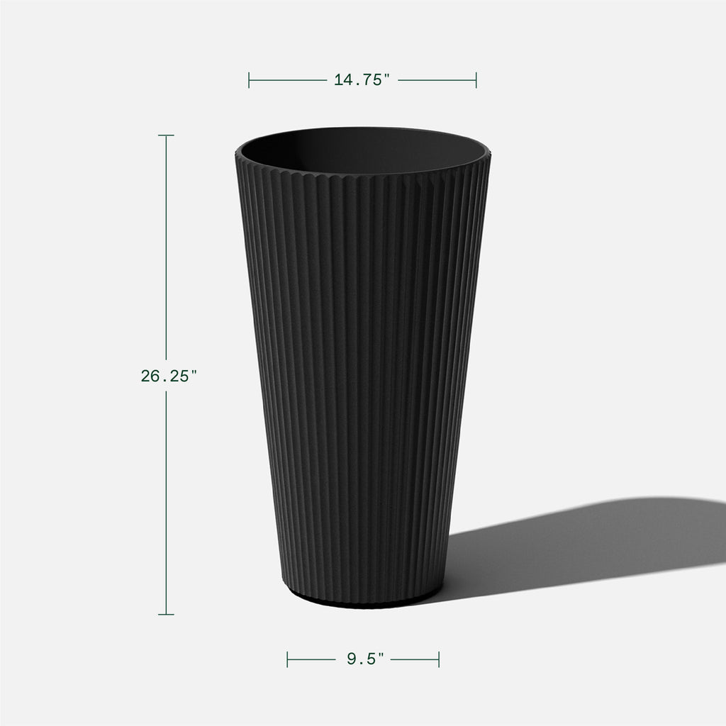26" Tall Black Plastic-Stone Planter 2 Pack I190