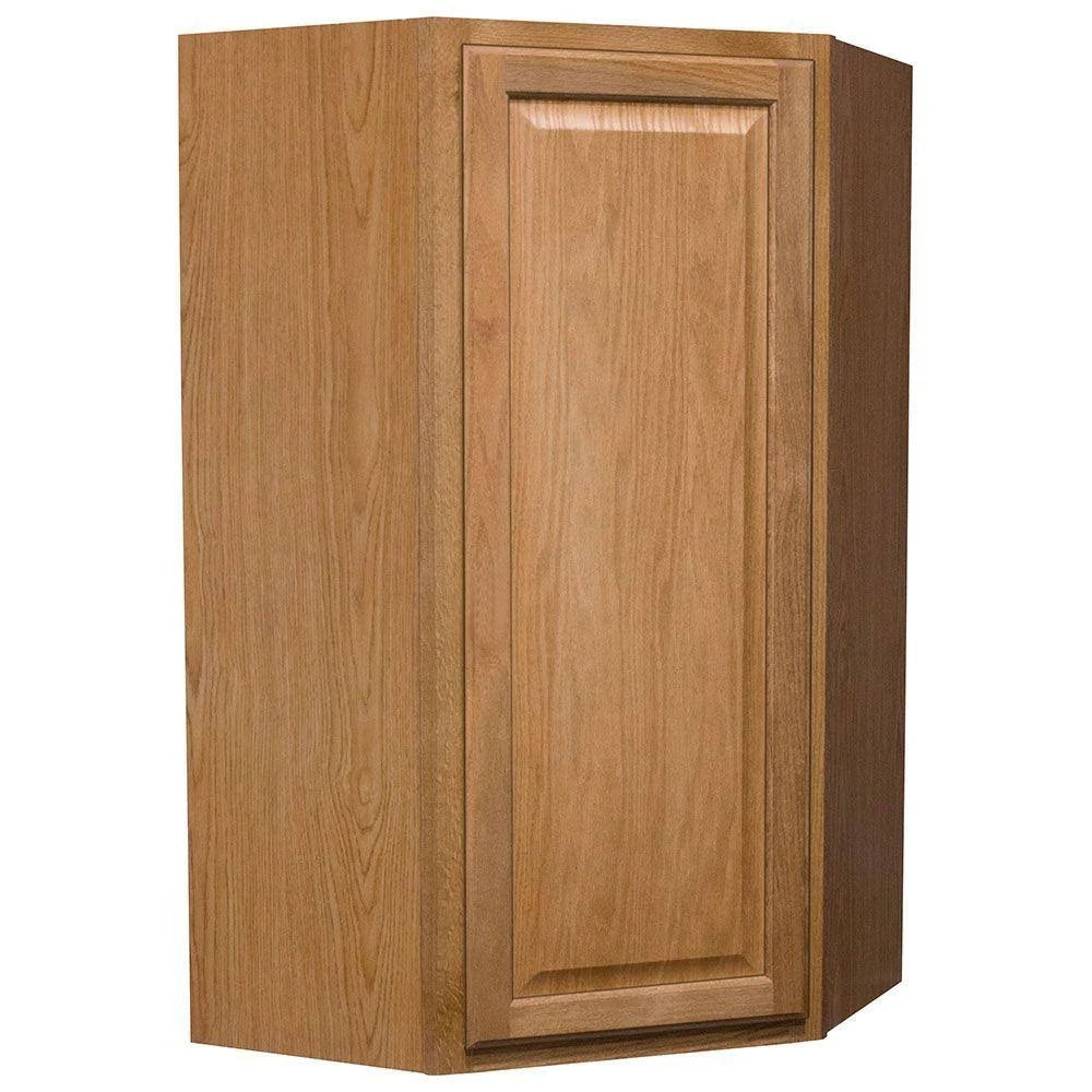 Medium Oak Diagonal Corner Wall Kitchen Cabinet J29206