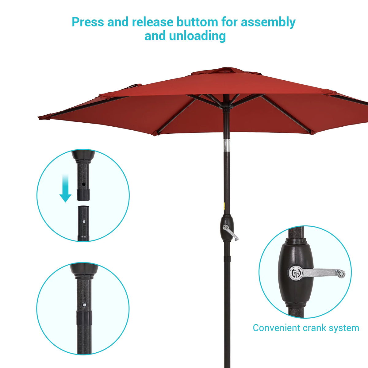 7.5 FT Outdoor Patio Market Umbrella with Tilt Button W7476