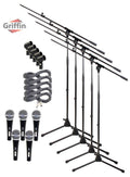 Telescoping Microphone Stand Package with Vocal Unidirectional Mics and XLR Cables (5 Pack) M861