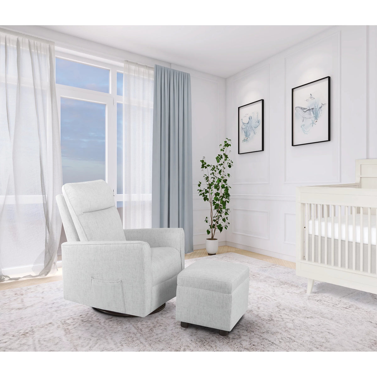 Fog Grey Swivel Glider with Ottoman L33202