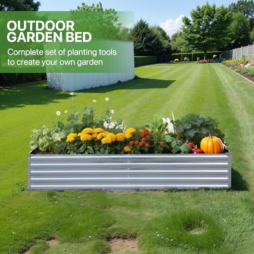 Galvanized Raised Garden Bed 8x4x1.5FT Metal Deep Planter F7398