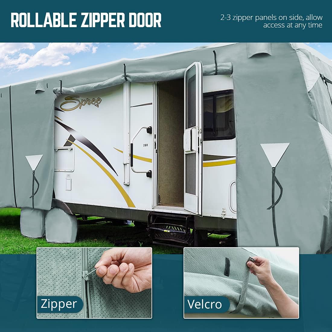 22'-24' Waterproof Breathable RV Cover with Straps & Tire Covers N648981