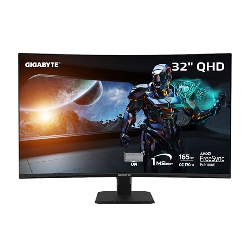 31.5" 165Hz 1440P Curved Gaming Monitor, VA 1500R Display, Black E63275