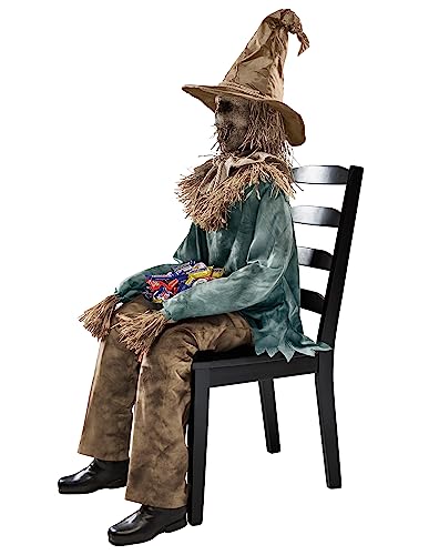 4.5 Ft Scary Sitting Scarecrow Animatronic Z117