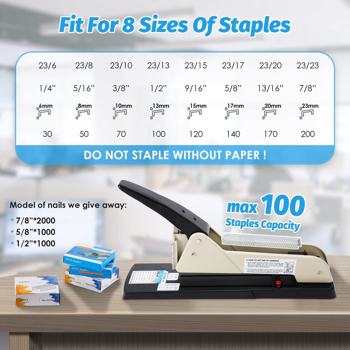 Heavy Duty Long Reach Stapler with 200 Sheets Capacity E56062