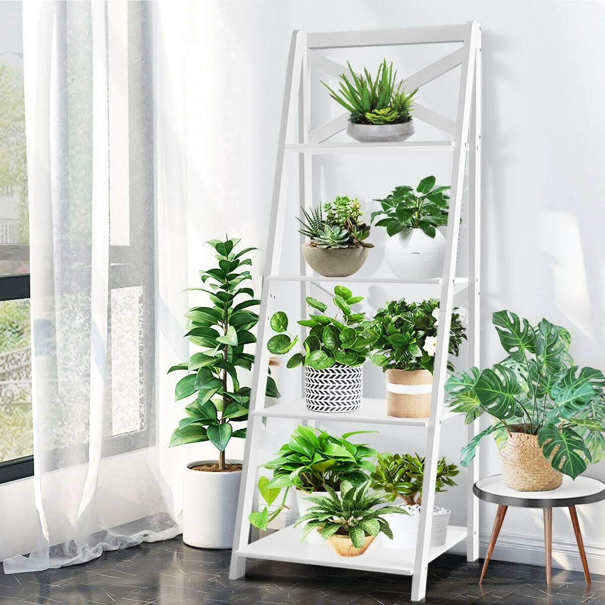 White 4-Tier Wood Display Storage Bookshelf L3426