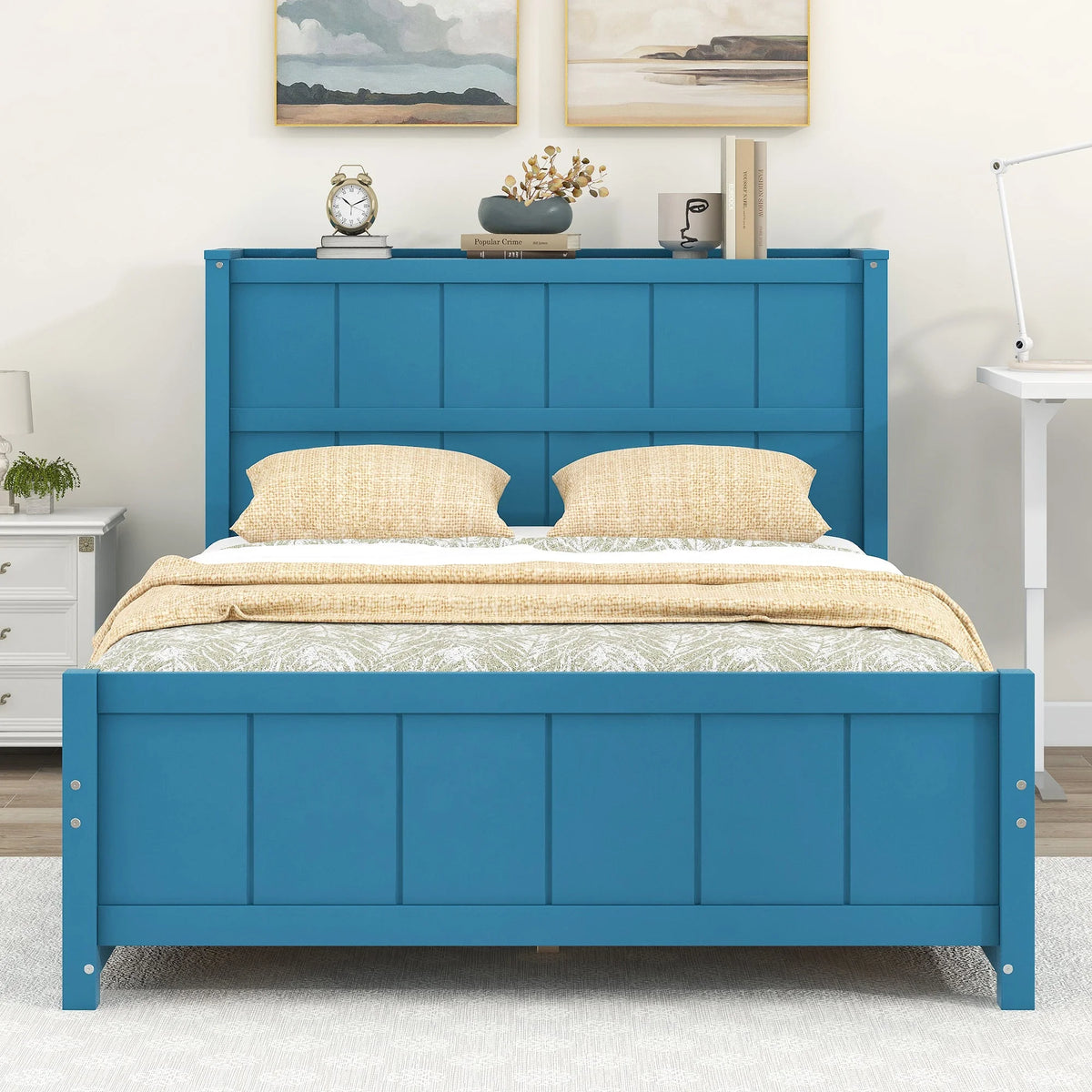 Blue Full Size Platform Bed with Storage L3599