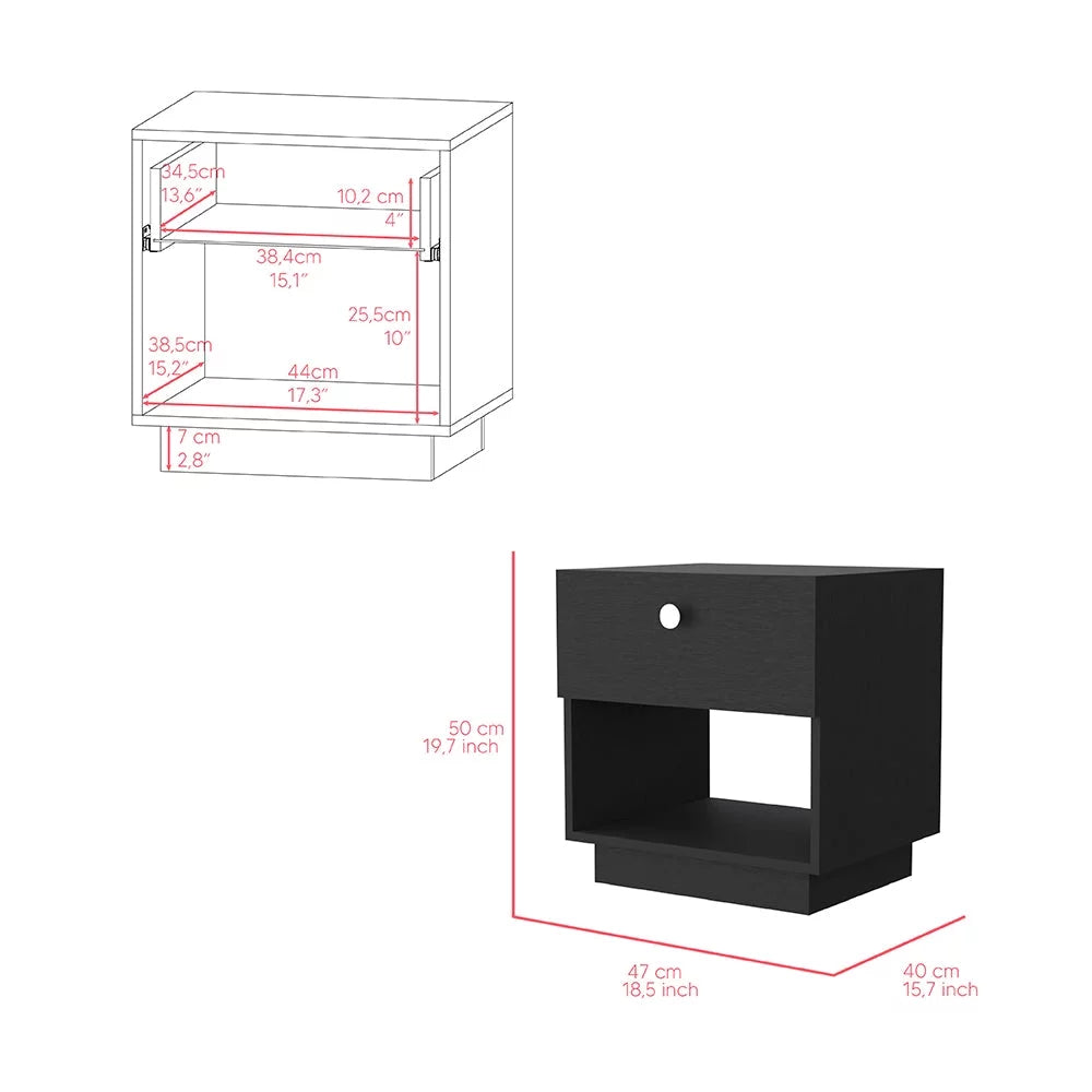 2 Piece Bedroom Set Armoire and Nightstand Black Wengue Finish T7245